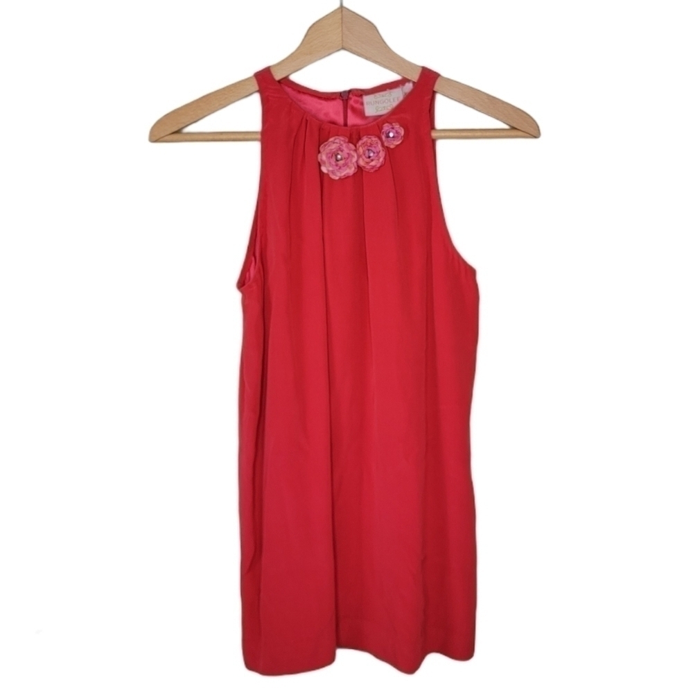 Rungolee Red Floral Accent Tunic Tank Blouse Size XS